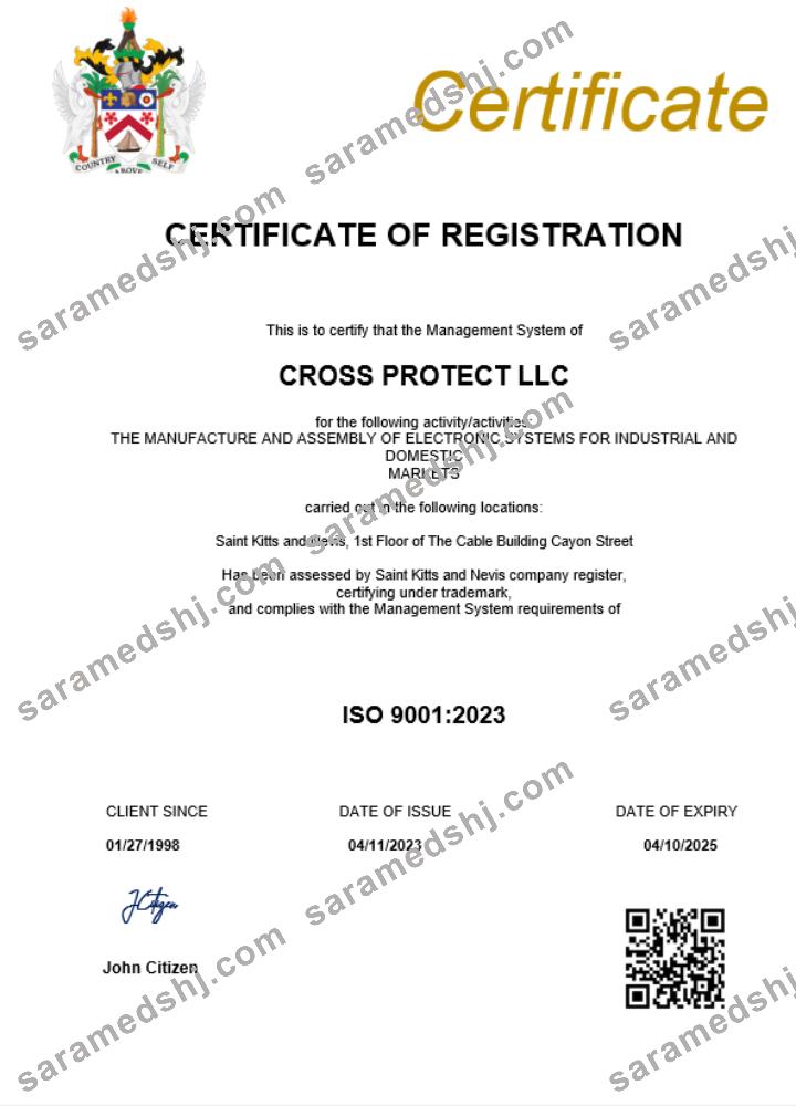 Saint Kitts and Nevis business registration certificate Word and PDF template